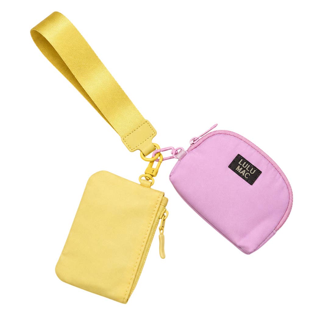 Double Pouch Wristlet, Butter/Pink