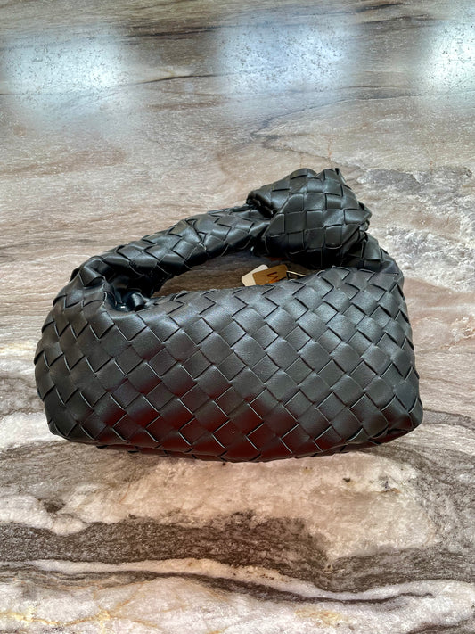 Black Leather Textured Handbag