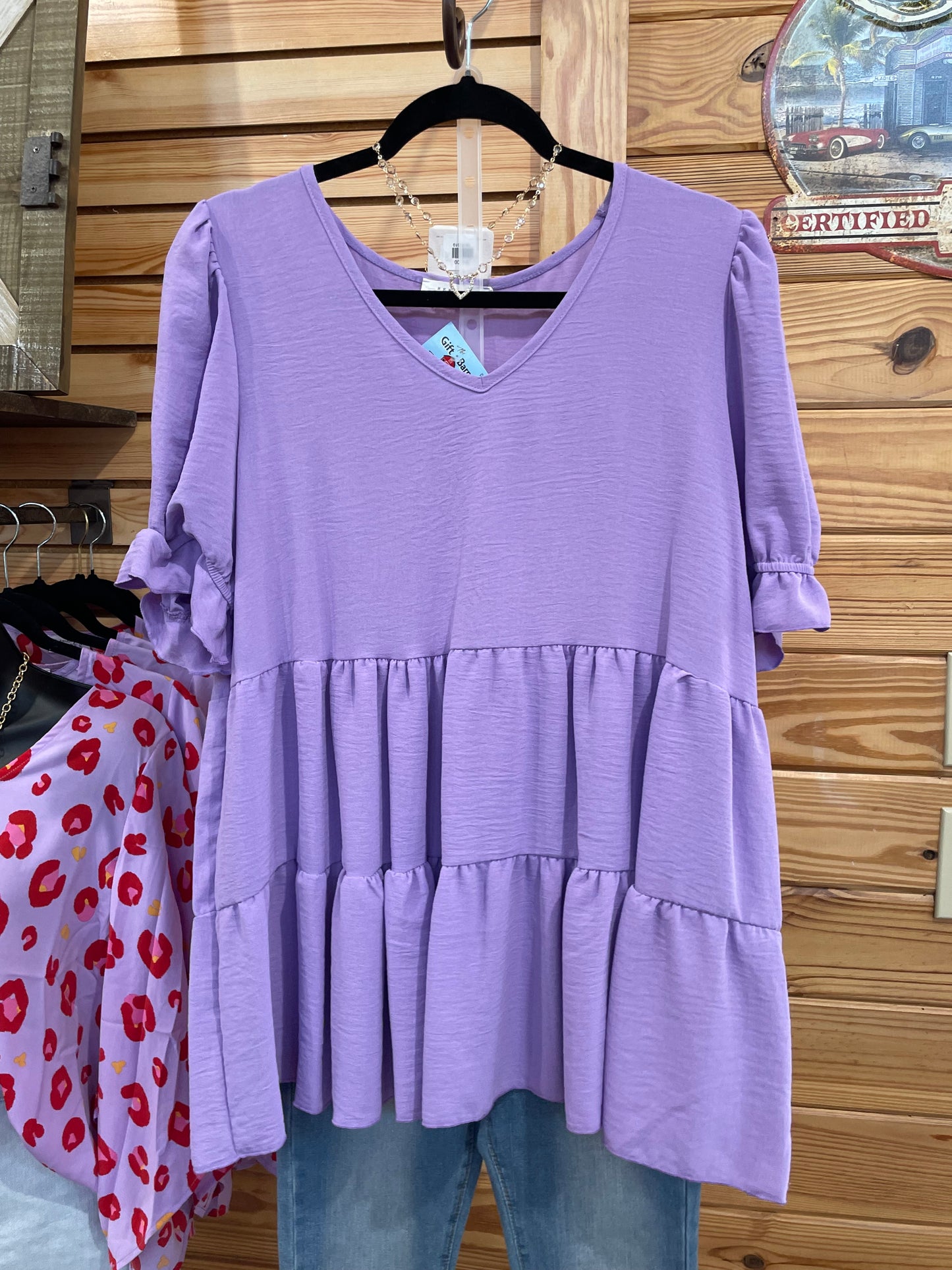 Plus Ruffled Sleeves Top Lavender