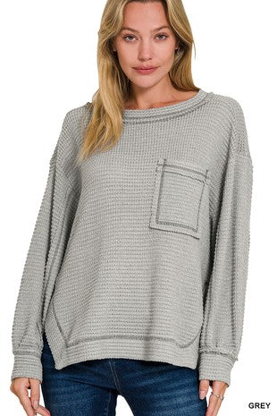 Esxposed Seam Waffle Top