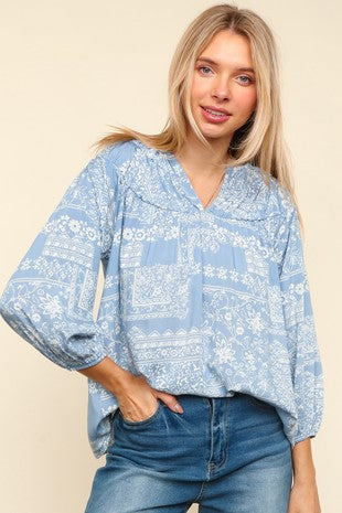 Plus Patchwork Top Blue