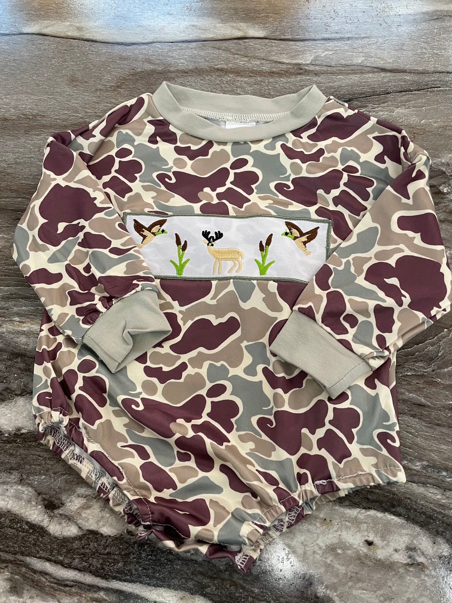 Embroidered Camo Bubble Onesie