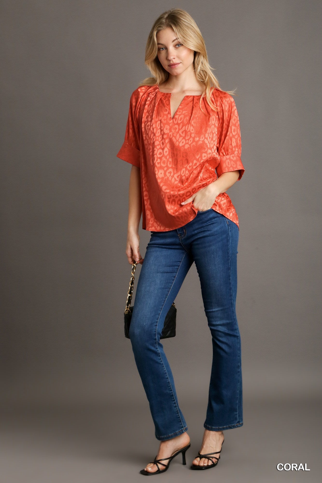 Satin Split Neck Top