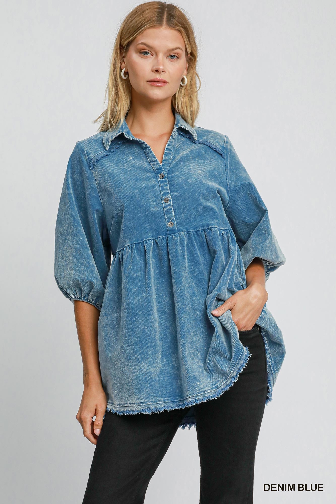 Stone Washed Corduroy Tunic