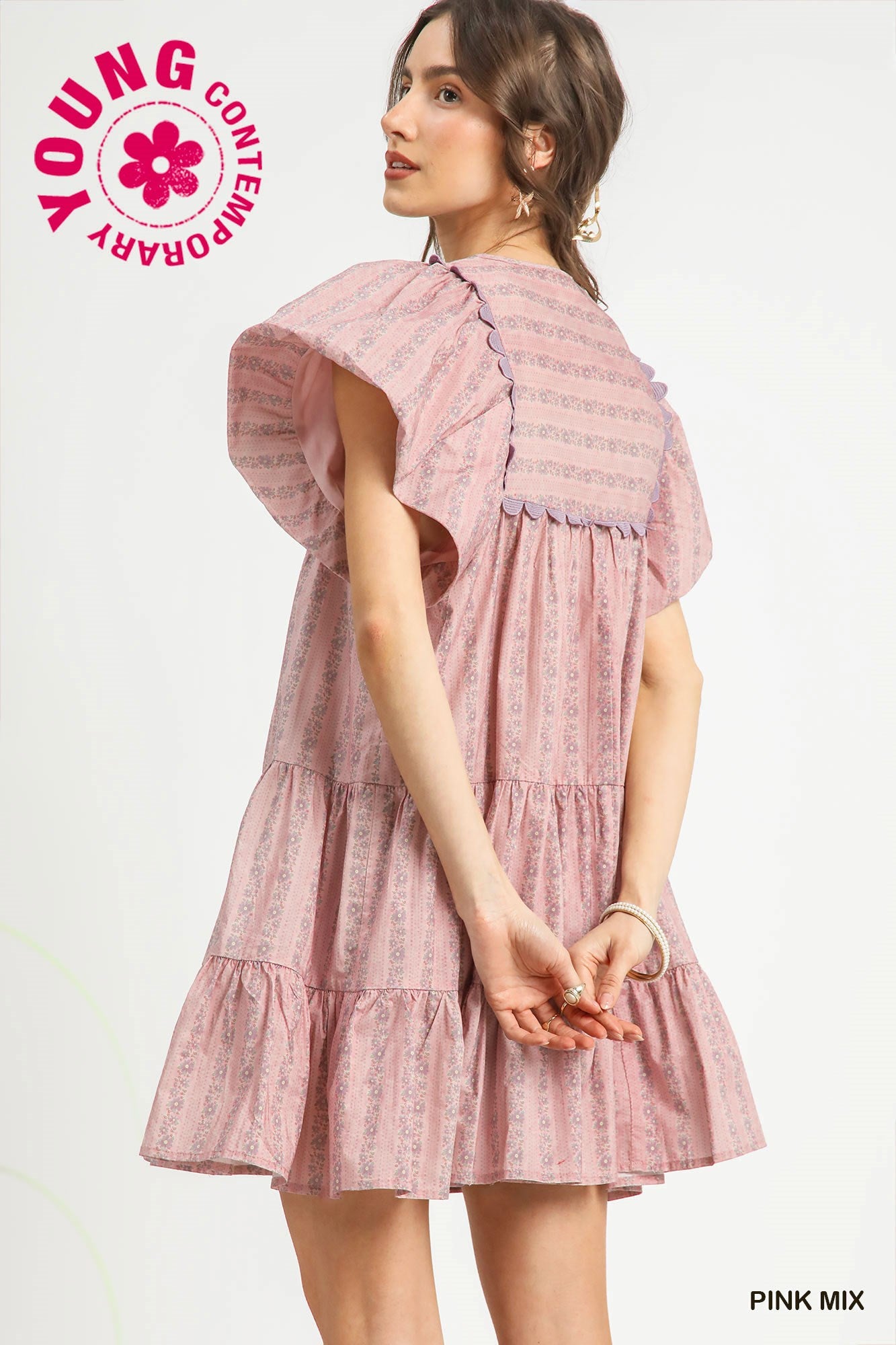 Smocked Flutter Sleeve Dress