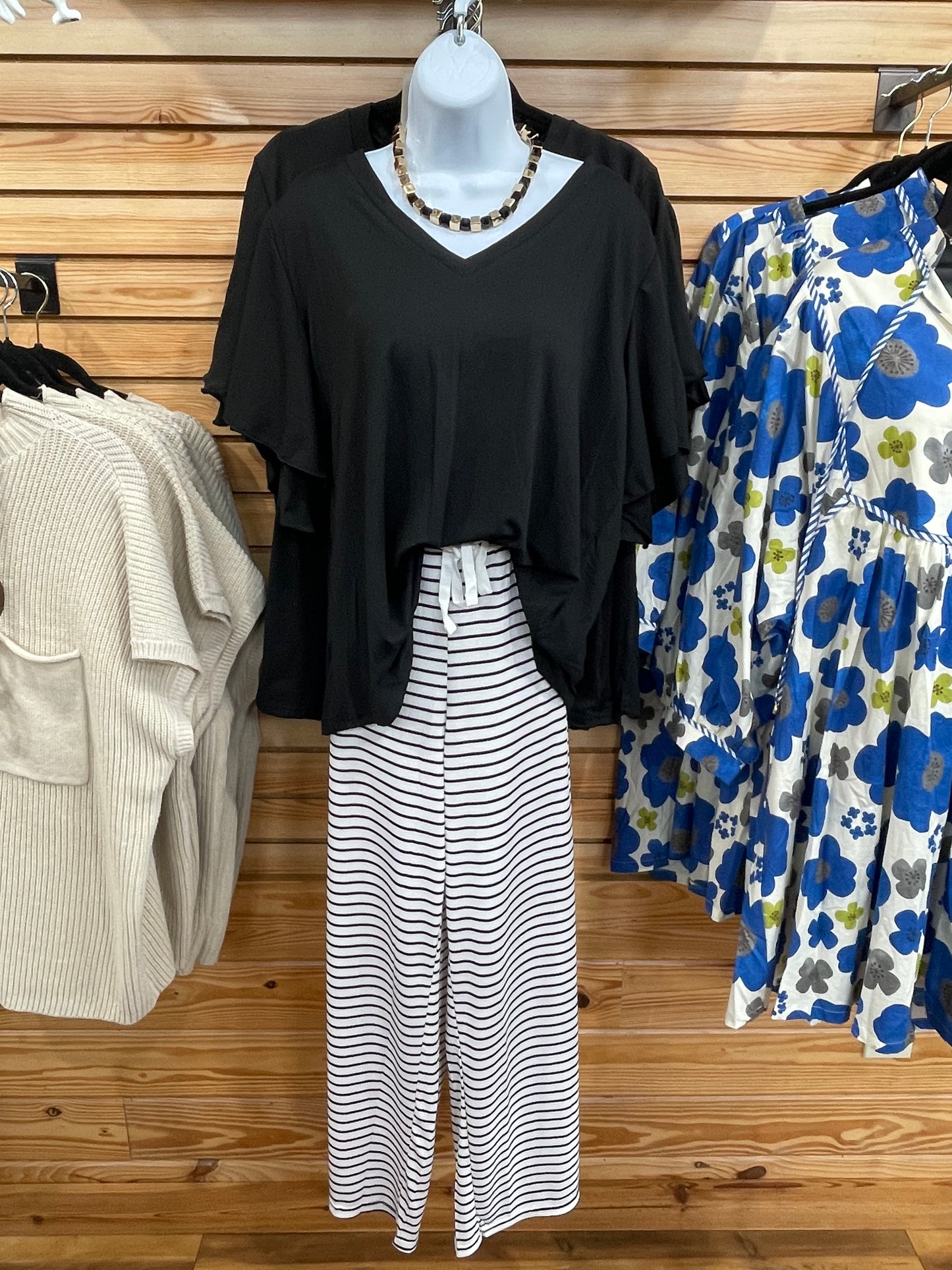 Simple Black T with Frilly Sleeves