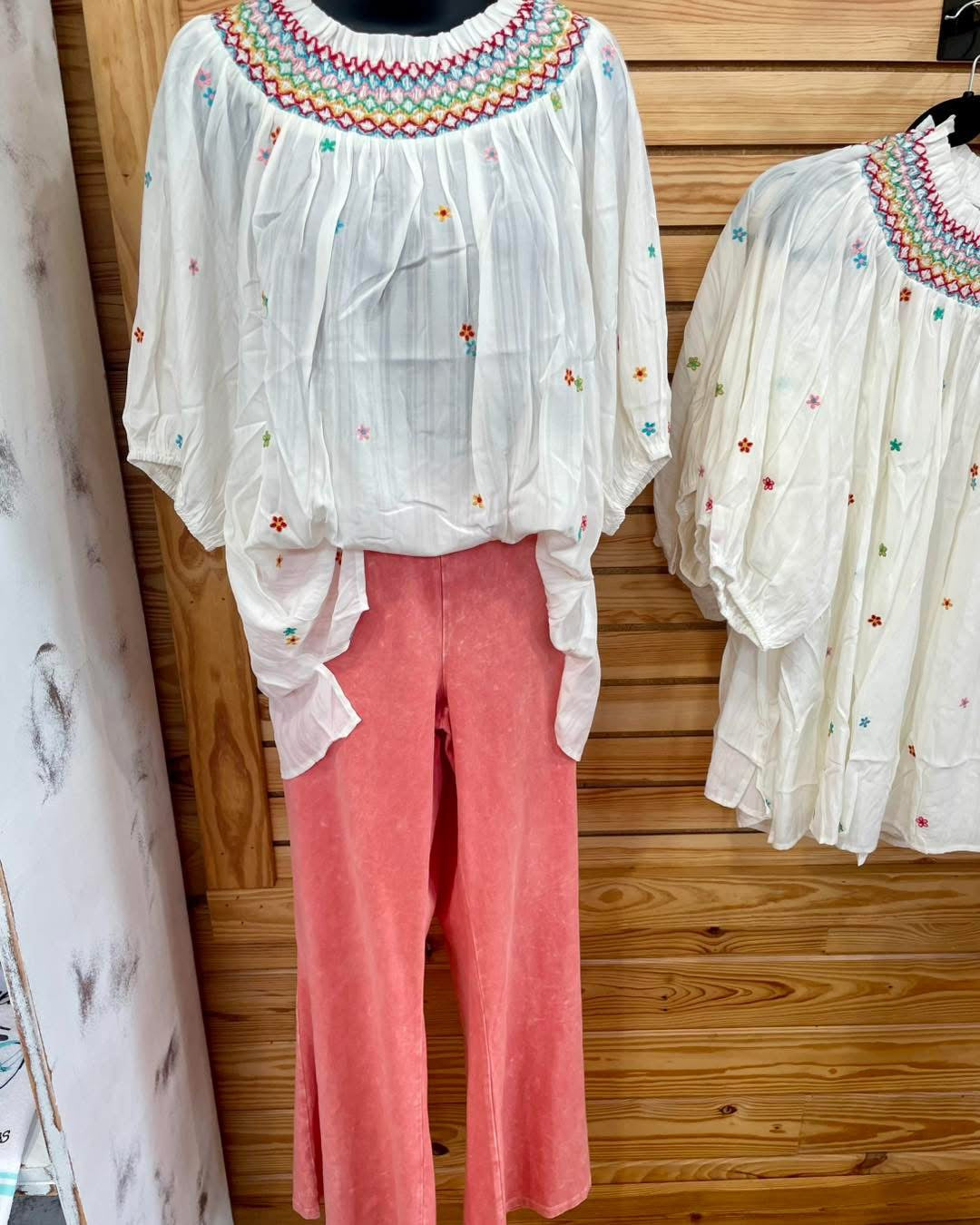 Plus Flowers and Smocking Top