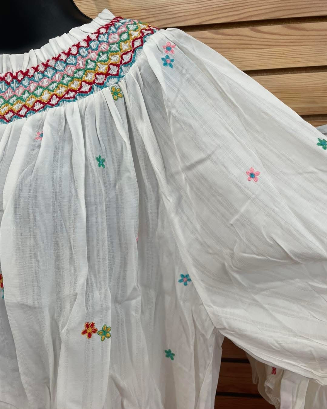Plus Flowers and Smocking Top