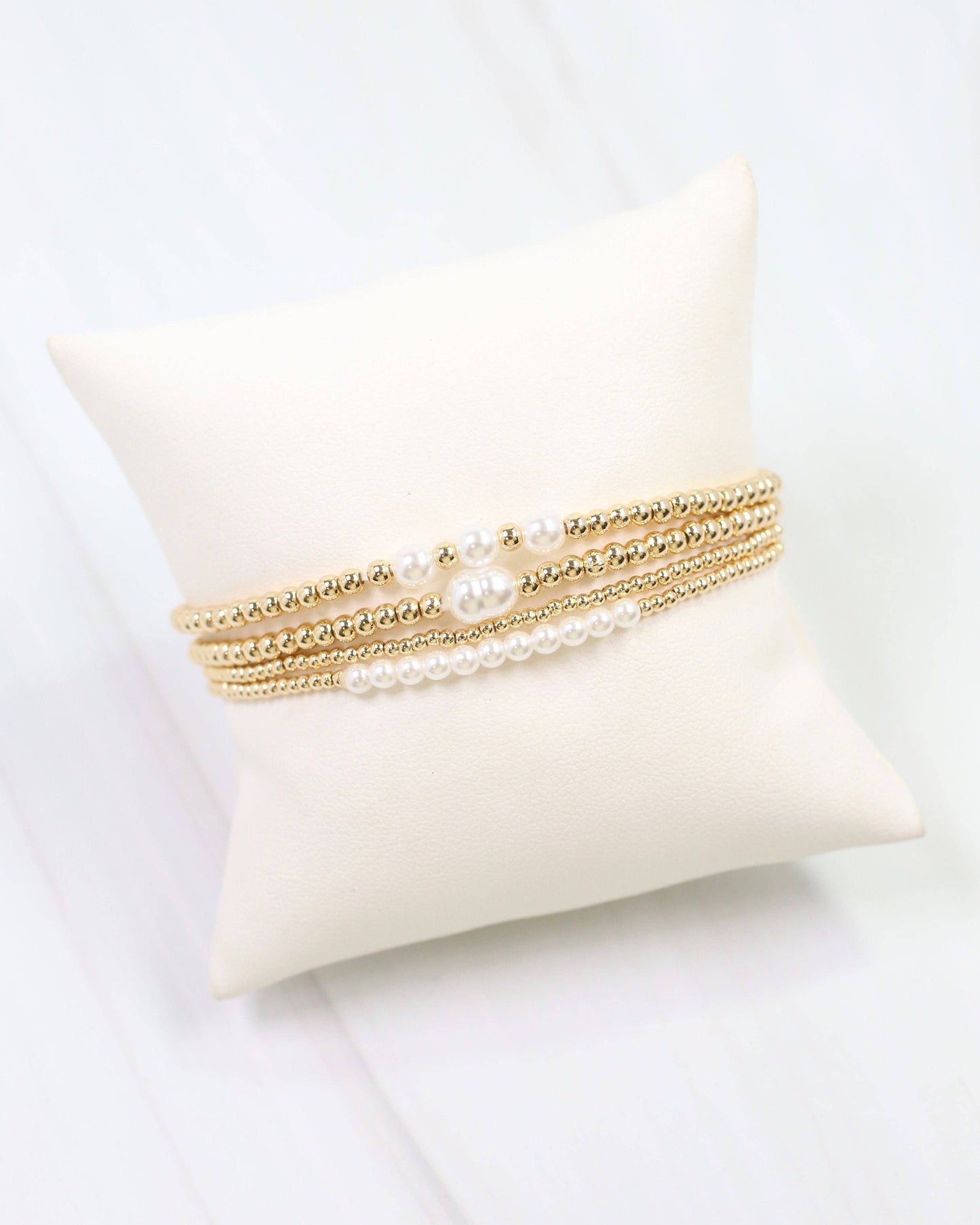 Caroline Hill Pearl Gold Beaded Bracelet Set