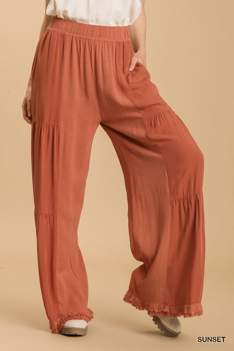 Tiered Wide Leg Pants Sunset