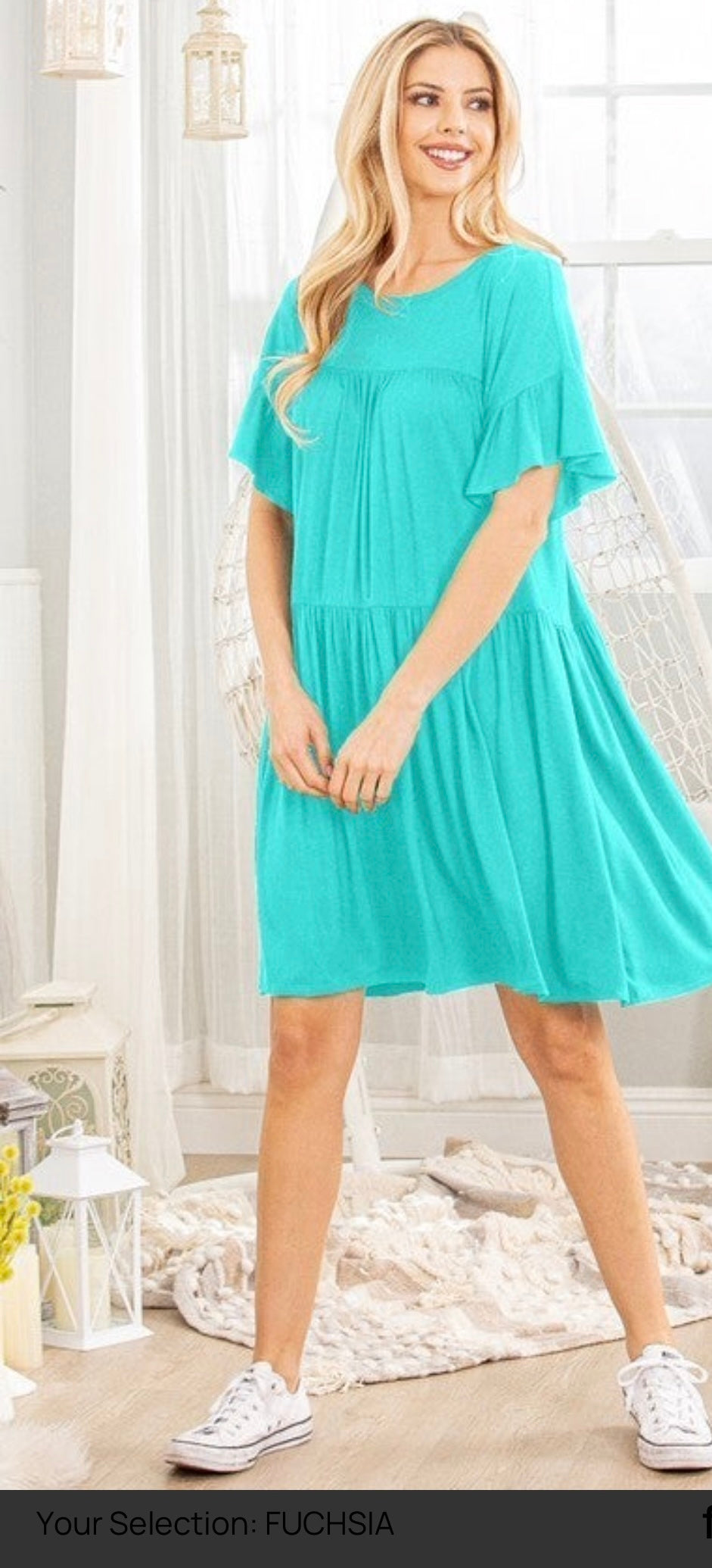 Plus Simple Tiered Dress Mint