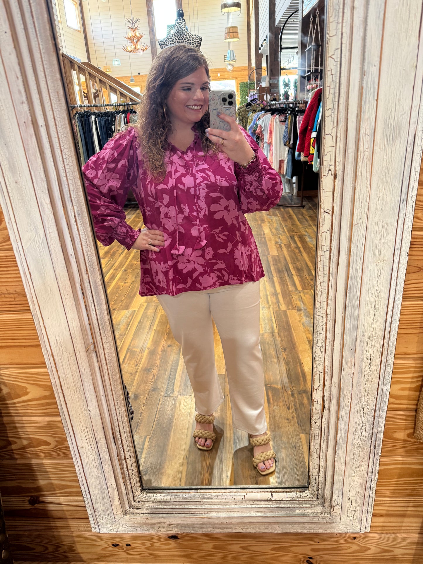 Plus Floral Print Top Berry