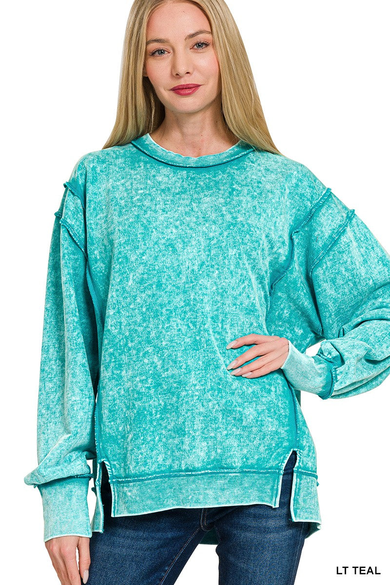 Acid Wash Sweatshirt Lt Teal
