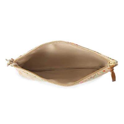 Myra Peace & Serenity Blossoms Clutch Bag In Beige