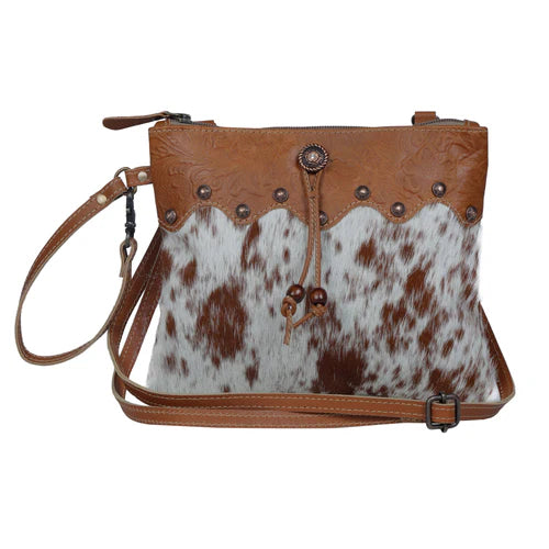 Myra Ornate Brown Leather & Hairon Bag