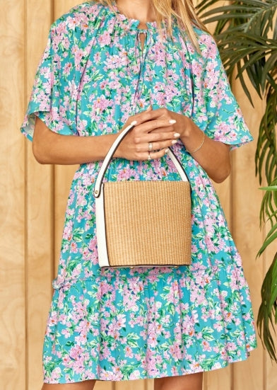 Flared Sleeve Floral Dress