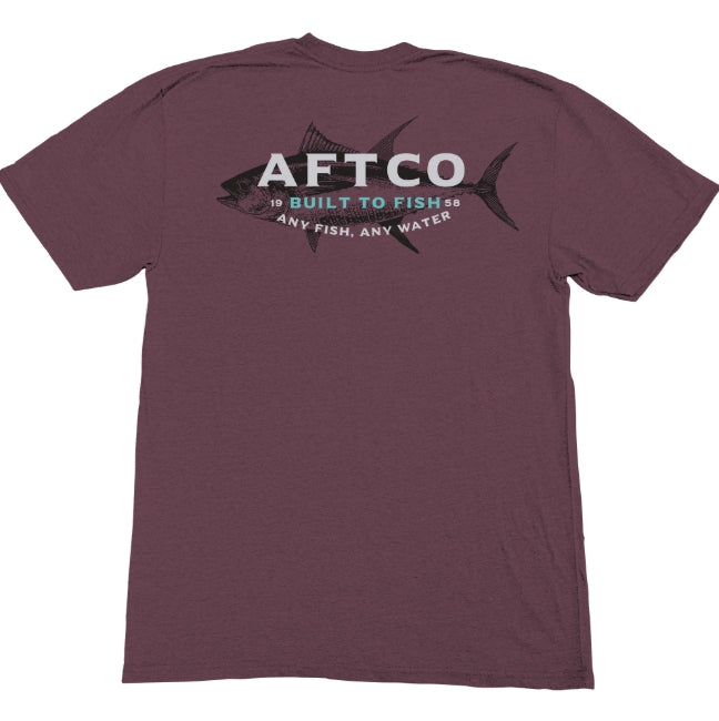 AFTCO T-Shirt Deep Water Maroon Heather