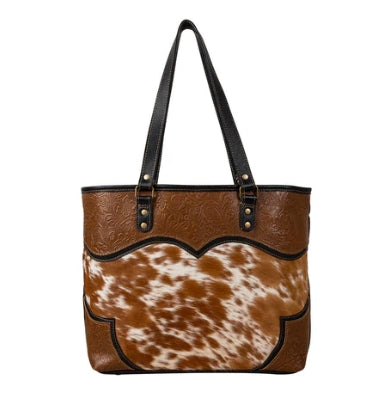 Myra Cattle Brun Canvas & Hairon Bag