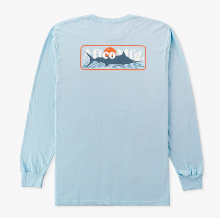 AFTCO Stacked LS T-Shirt Bluesteel Heather