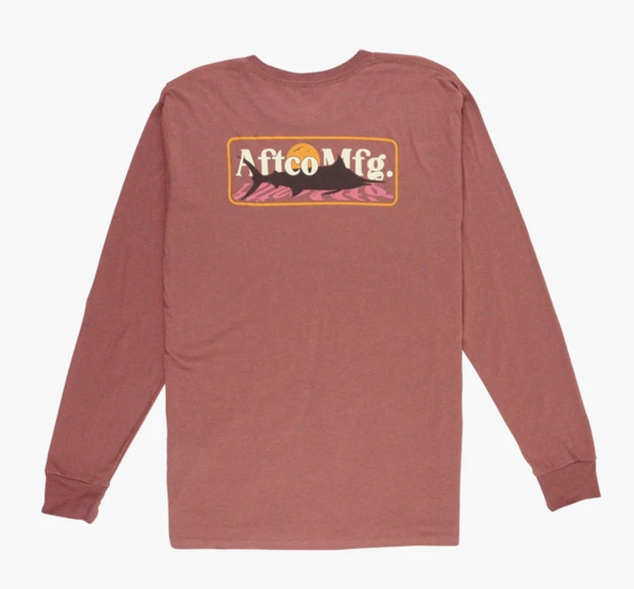 AFTCO Stacked LS T-Shirt Brick Heather