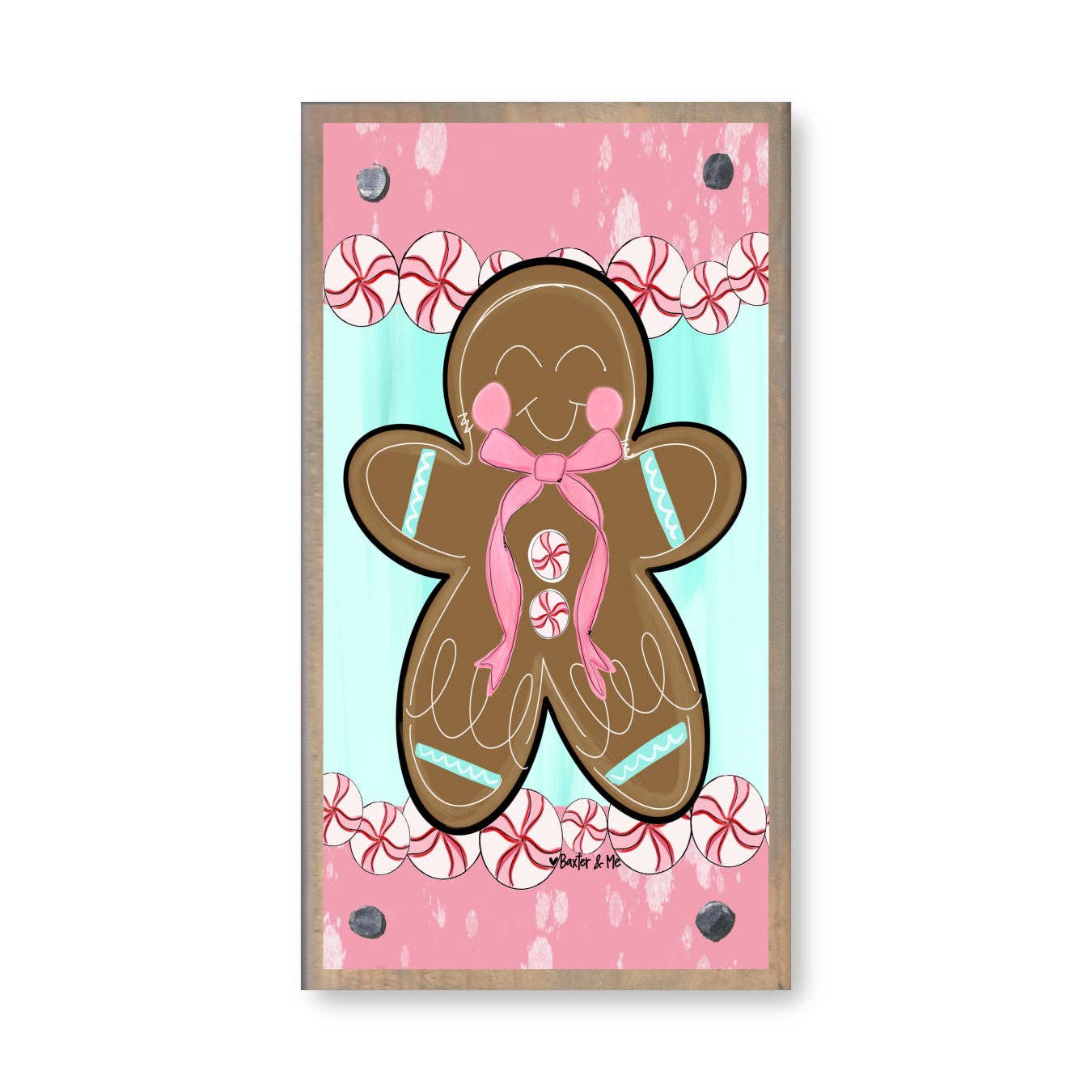 Pink Peppermint Gingerbread Driftwood Happy Block