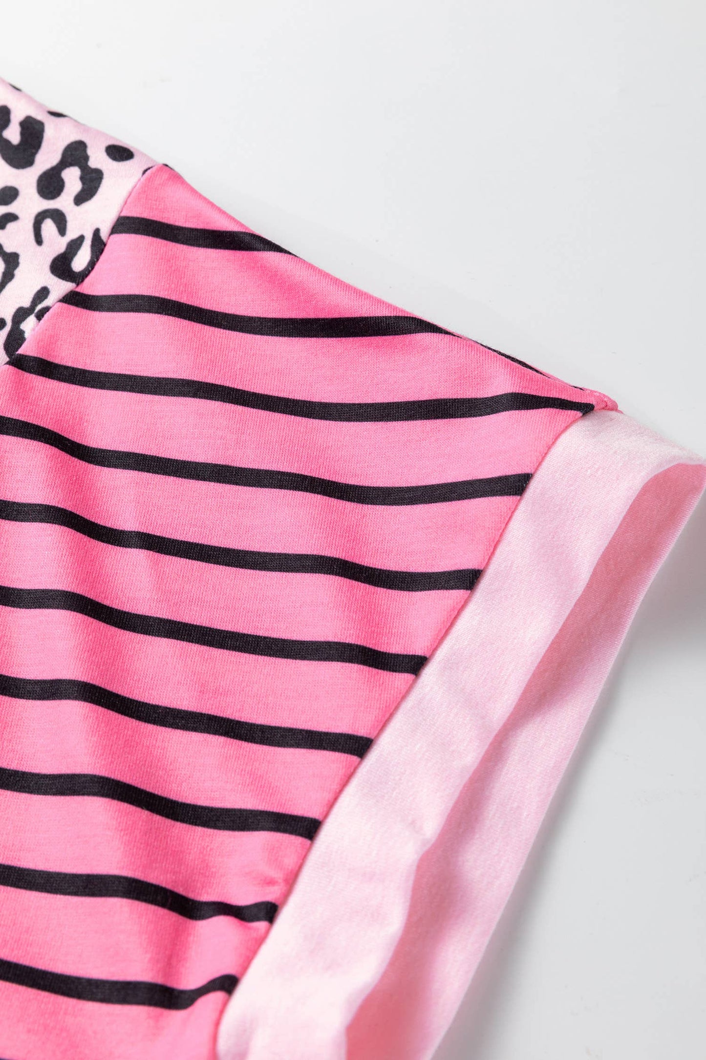 Leopard Striped Side Slit Loose SS Top