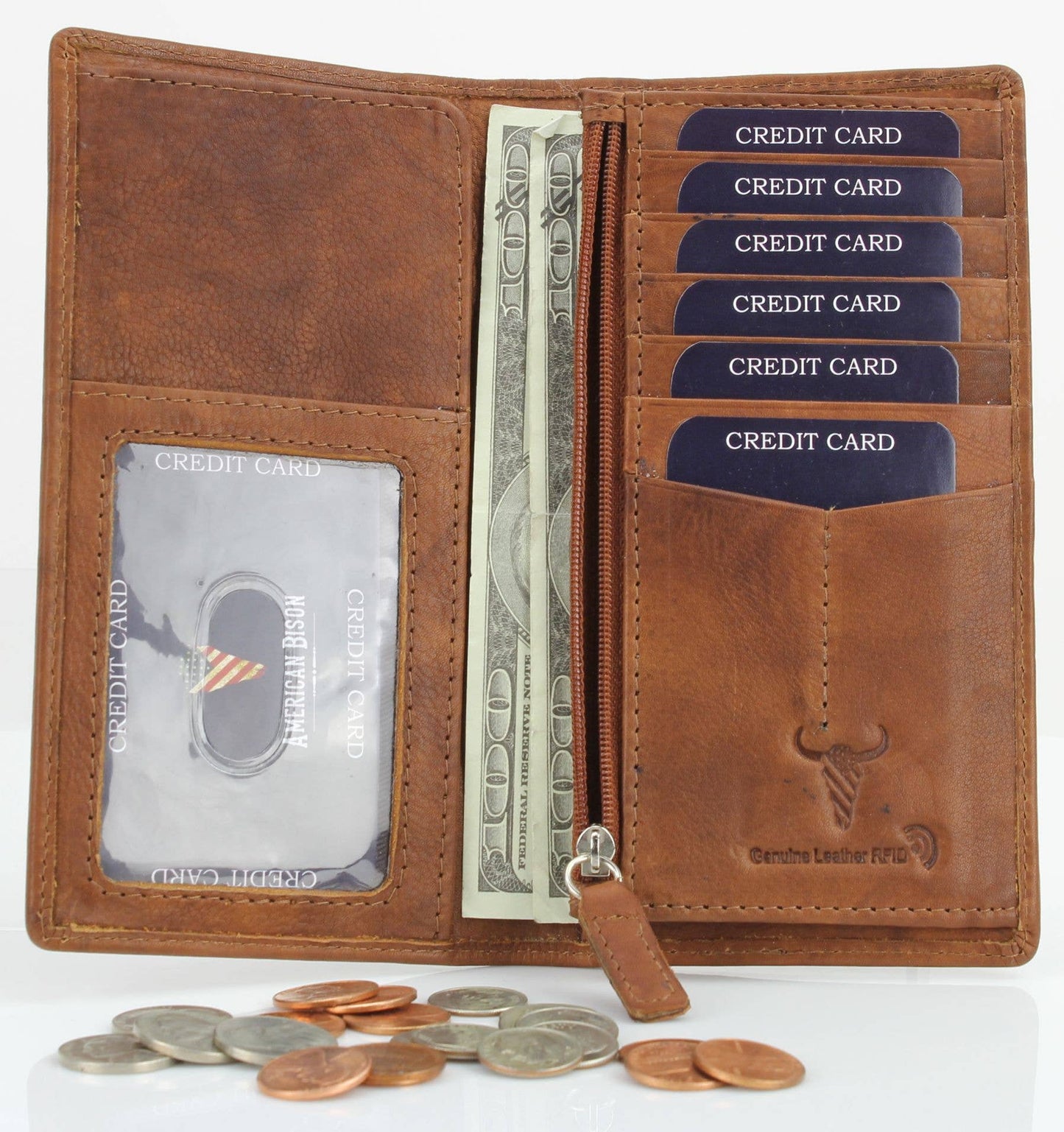 Oil Pull Up Rodeo Bifold Wallet Brown