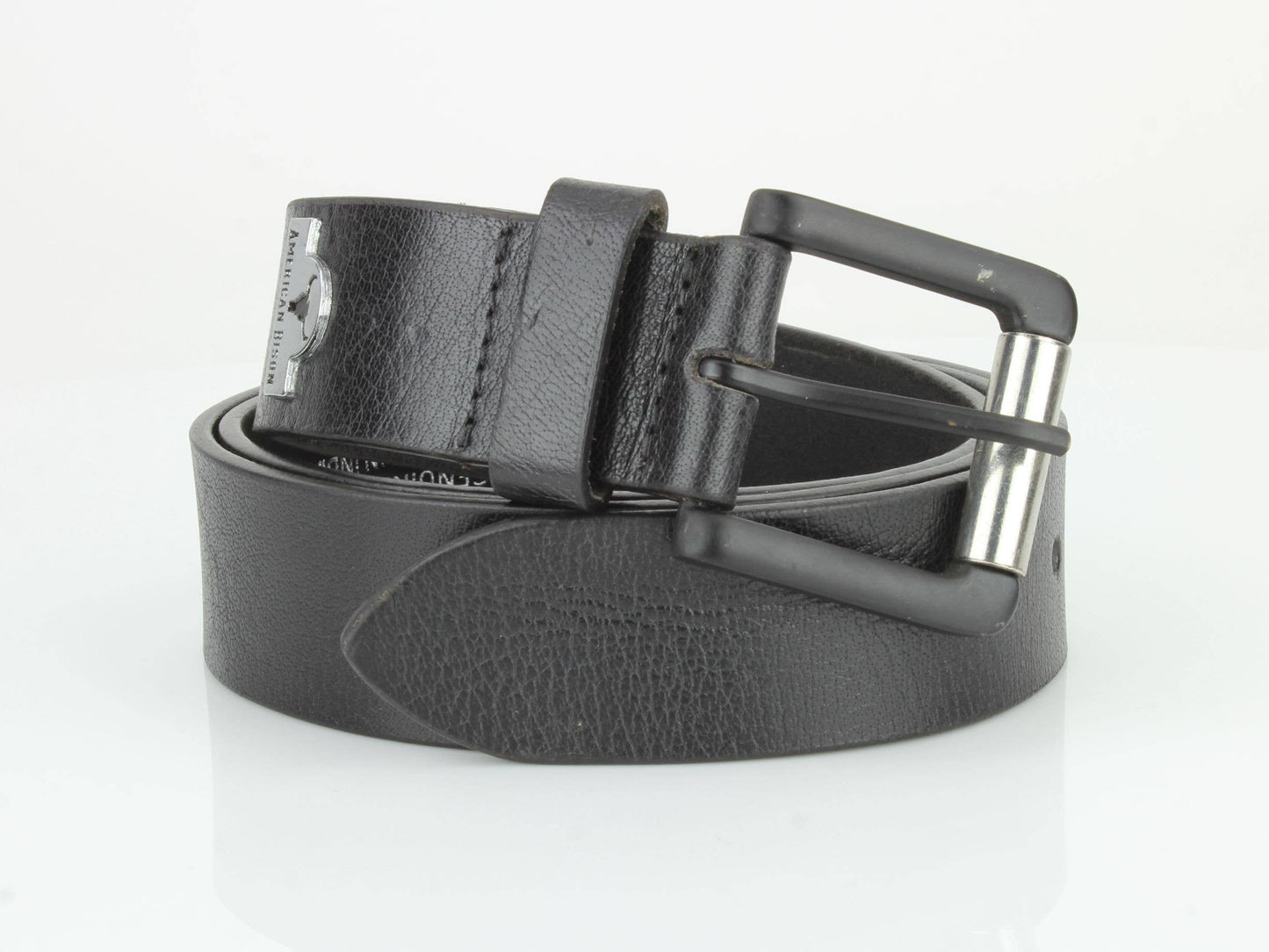 Full Grain Leather Belt with Bison Medallion Brown