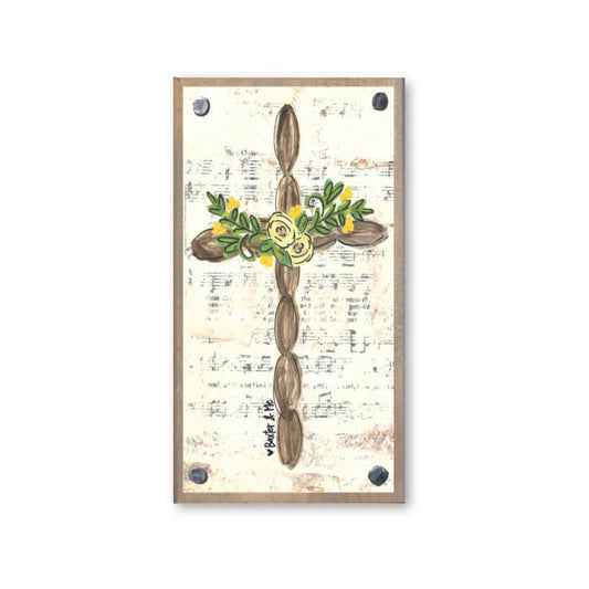 Brown Cross Driftwood Happy Block