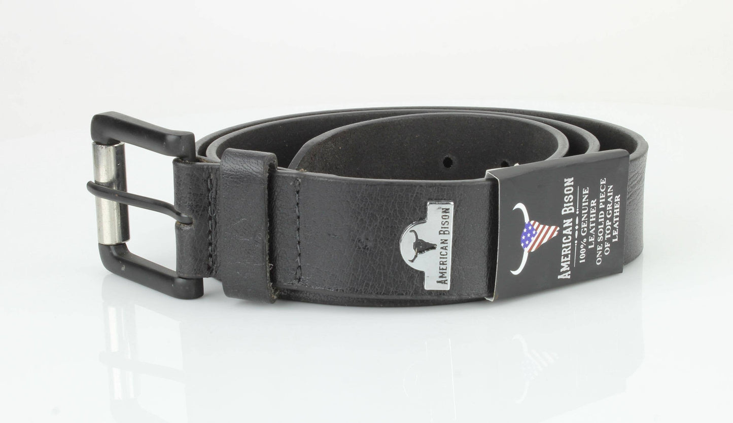 Full Grain Leather Belt with Bison Medallion Brown