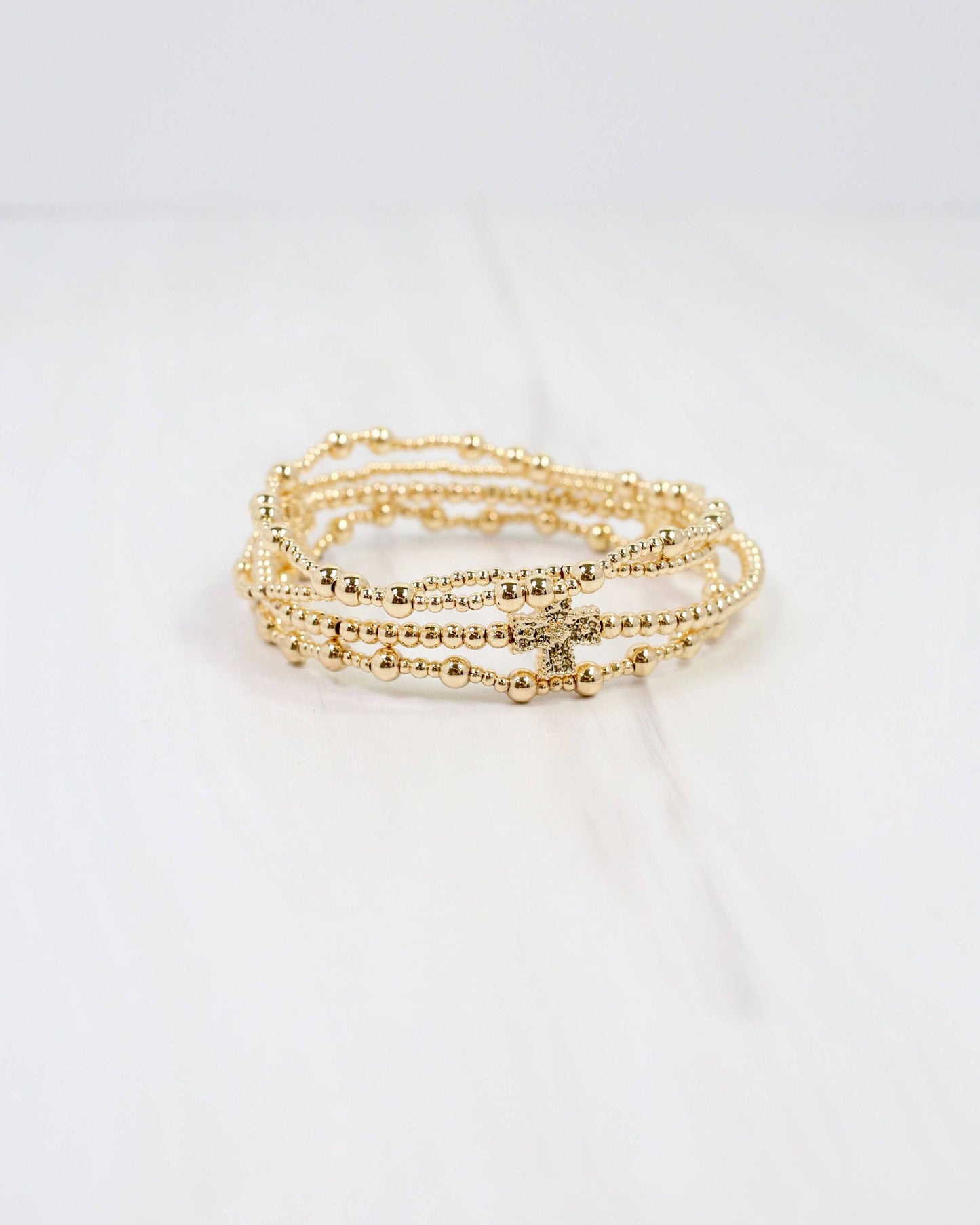 Caroline Hill Altus Cross Gold Bracelet Set