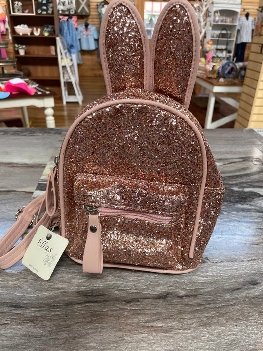 Bunny Mini Backpack Pink Glitter