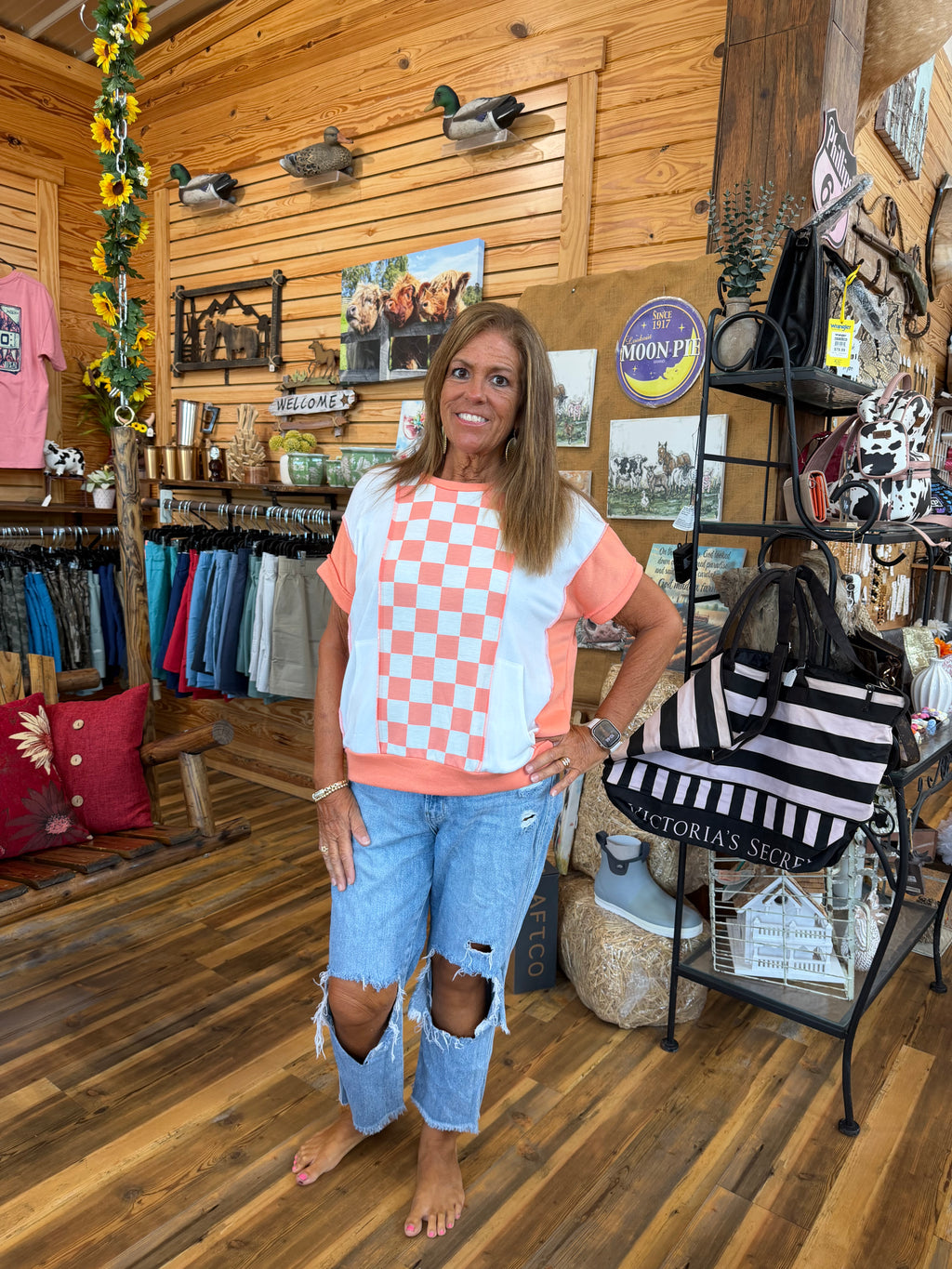 Checker Contrast Pocket Top