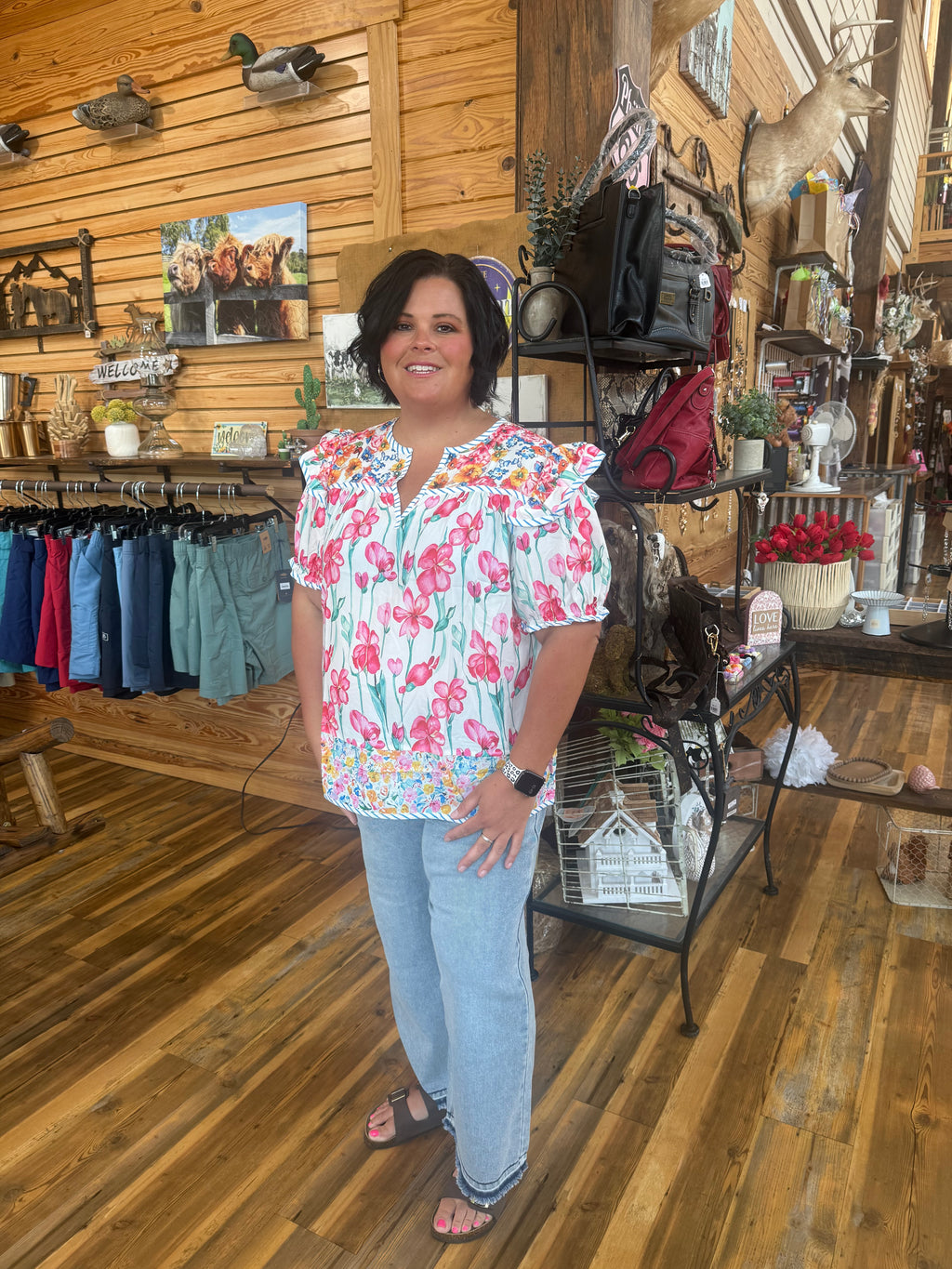 Plus Size Floral Print Blouse
