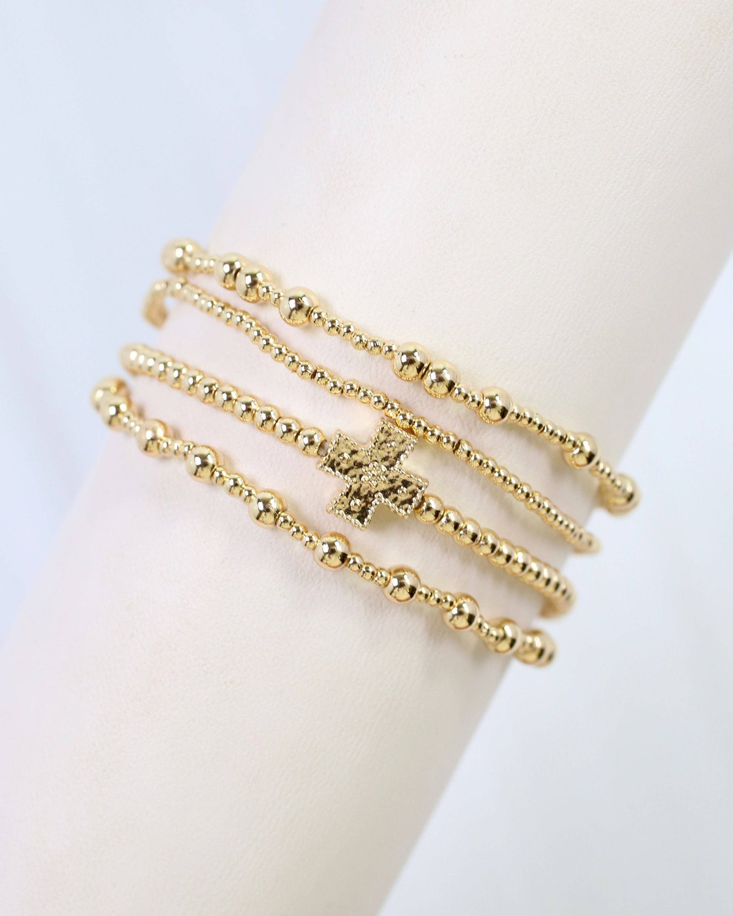 Caroline Hill Altus Cross Gold Bracelet Set