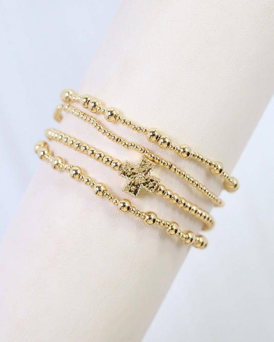Caroline Hill Altus Cross Gold Bracelet Set