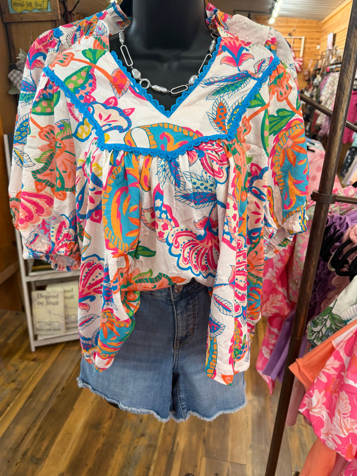 Paisley Print Top Cream