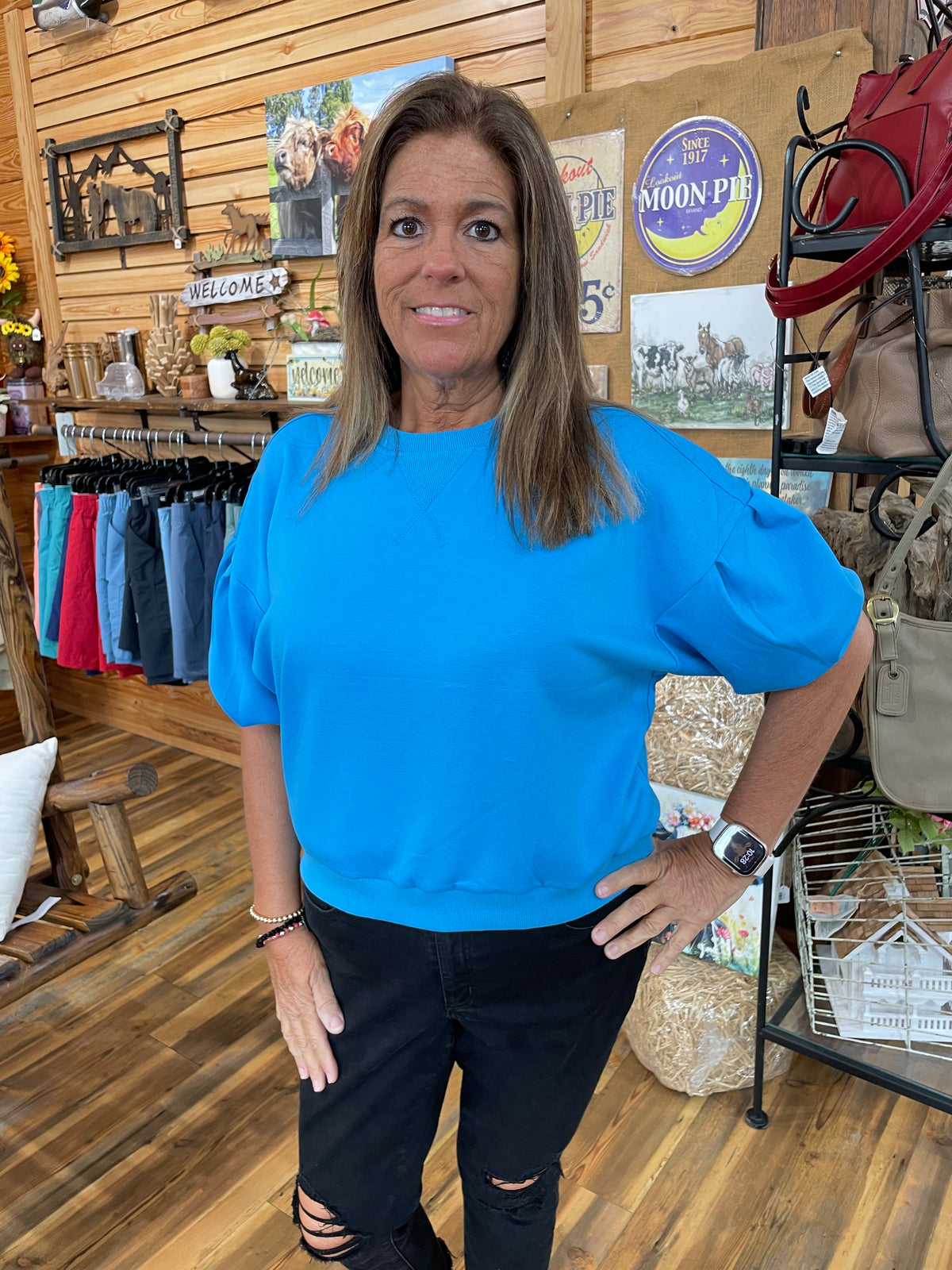 Scuba Dolman Sleeve Pullover, Deep Sky