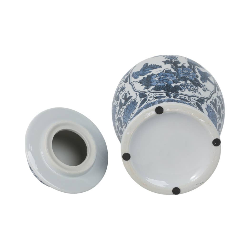 Decorative Vase - Blue Ceramic Flowers Temple, 19 in.