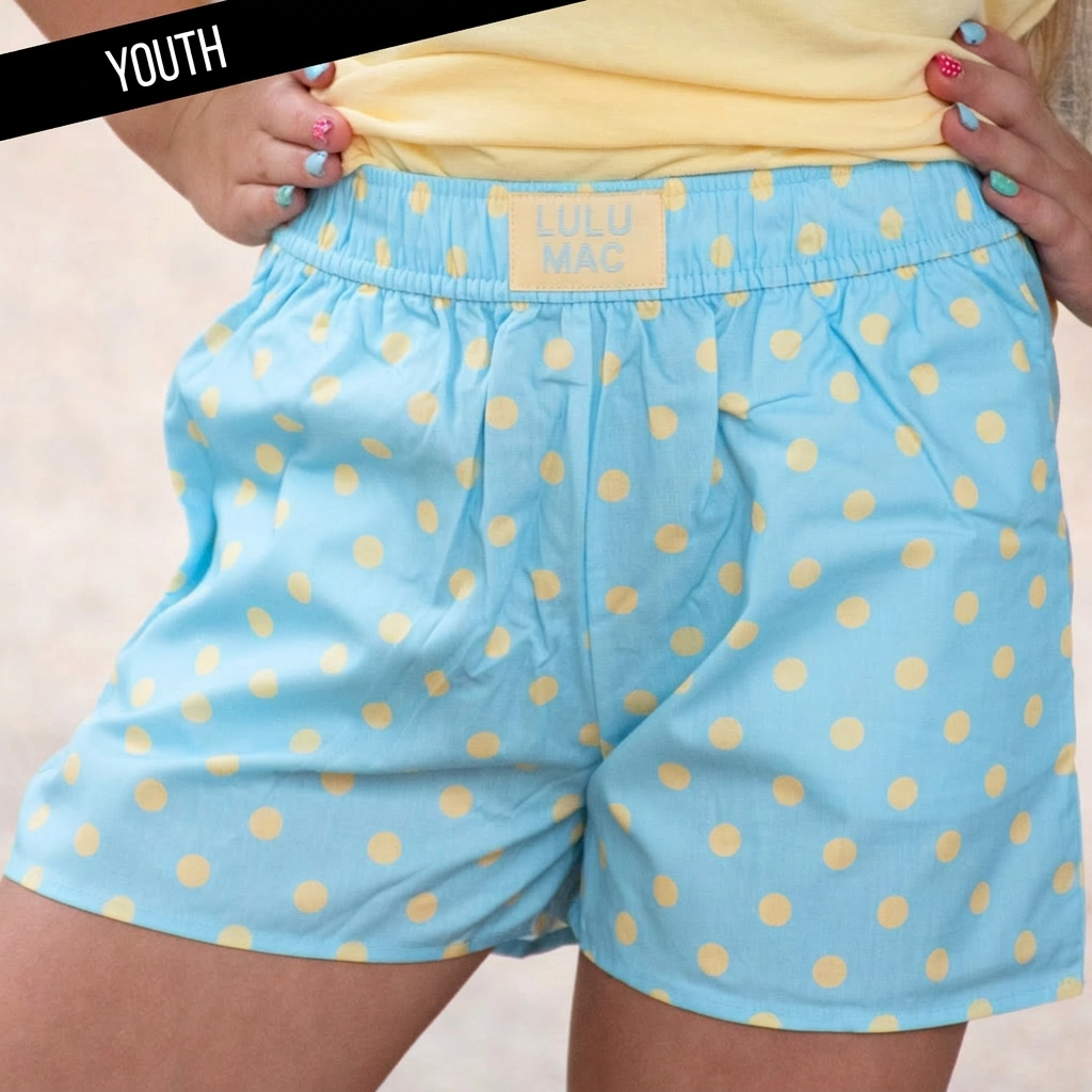 LuLu Mac Youth Light Blue/Butter Small Polka Dot Shorts