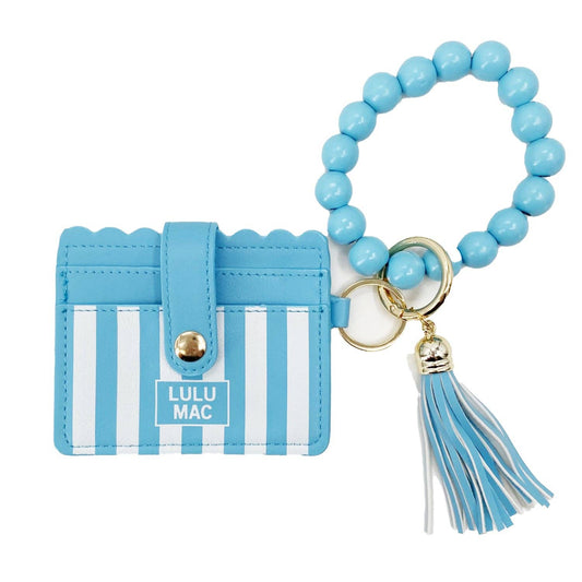 Lulu Mac Wristlet ID Wallet Blue Stripe Darby