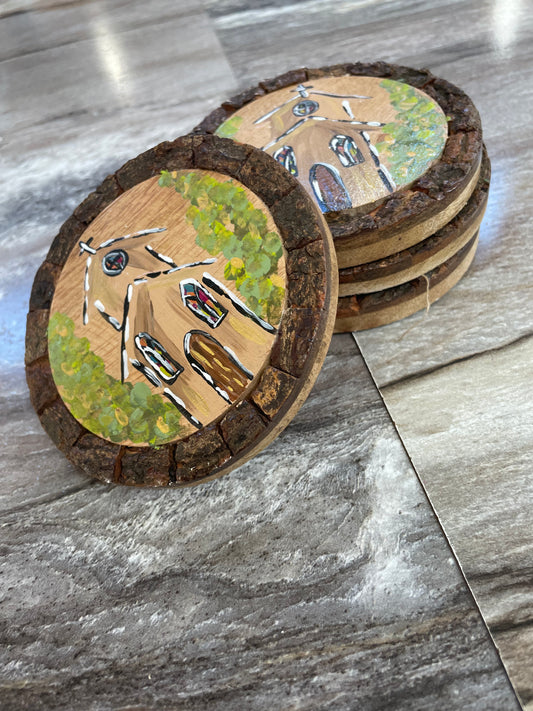 Handpainted Church Coaster Set