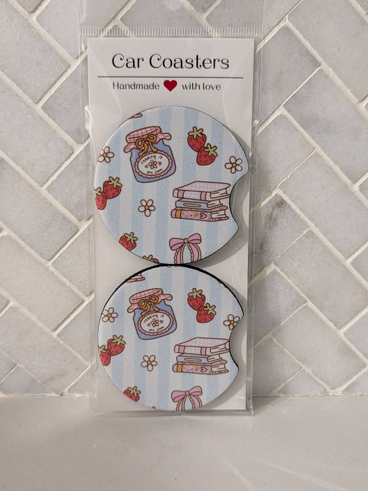 Farmer's Market Jam and Jellies Car Coasters : Blue stripe