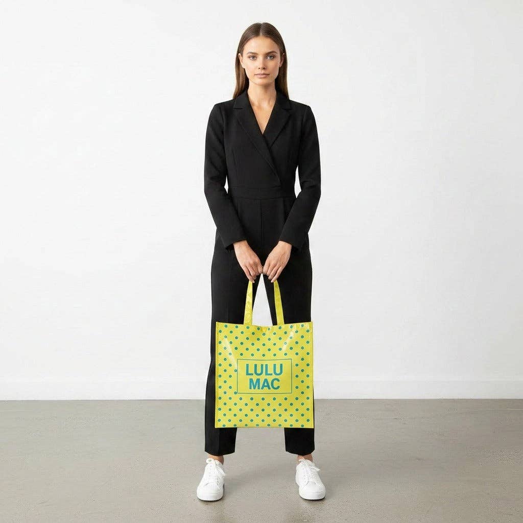 Lulu Mac Tote, Butter/Blue Dots