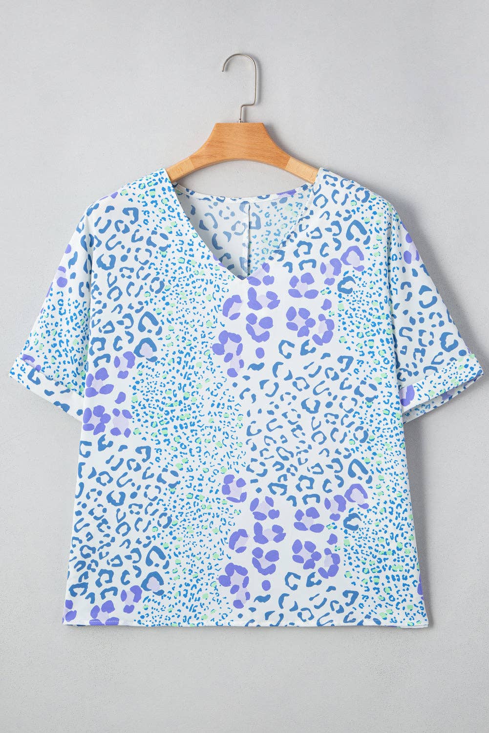 Leopard 3/4 Sleeve V-Neck Top