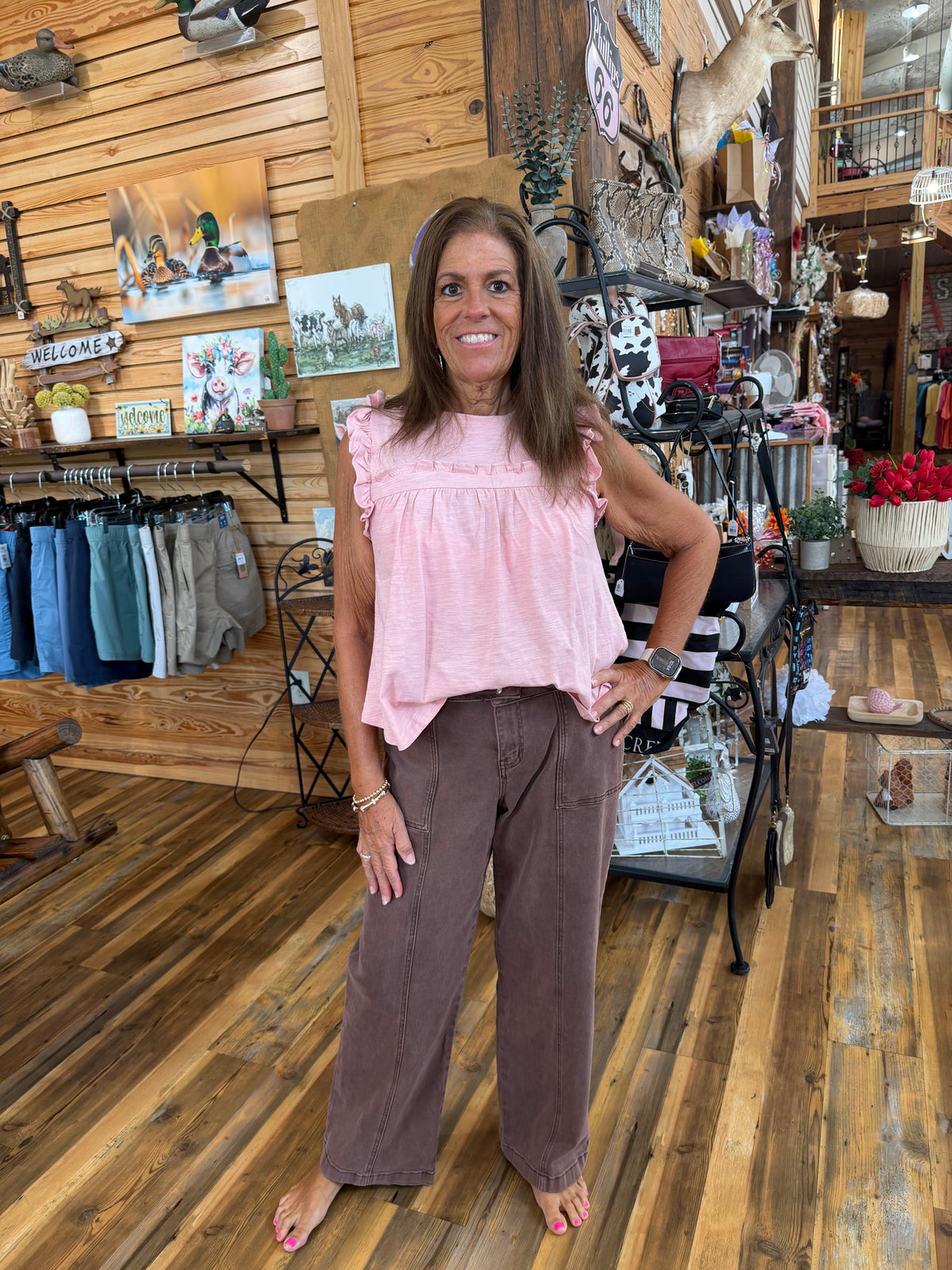 Ruffle Flutter Sleeve Top Blush