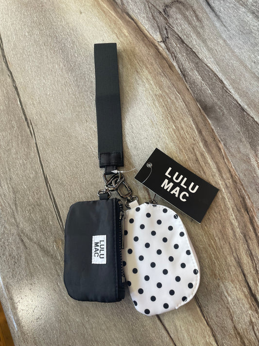 Double Pouch Wristlets White Poka Dot