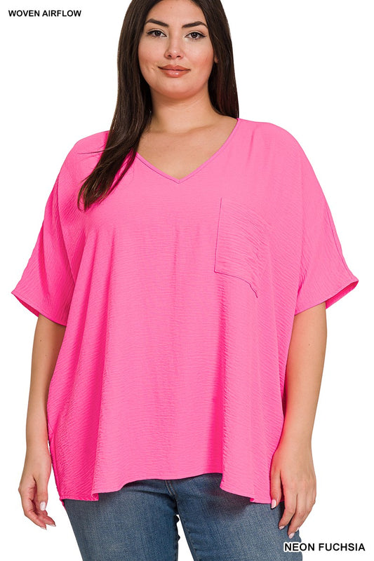 Plus Easy Going Top - Neon Fuchsia