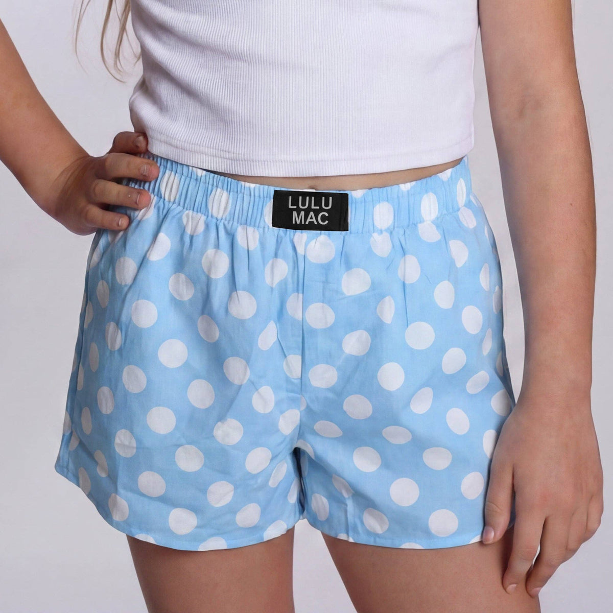 Lulu Mac Youth Light Blue Polka Dot Shorts