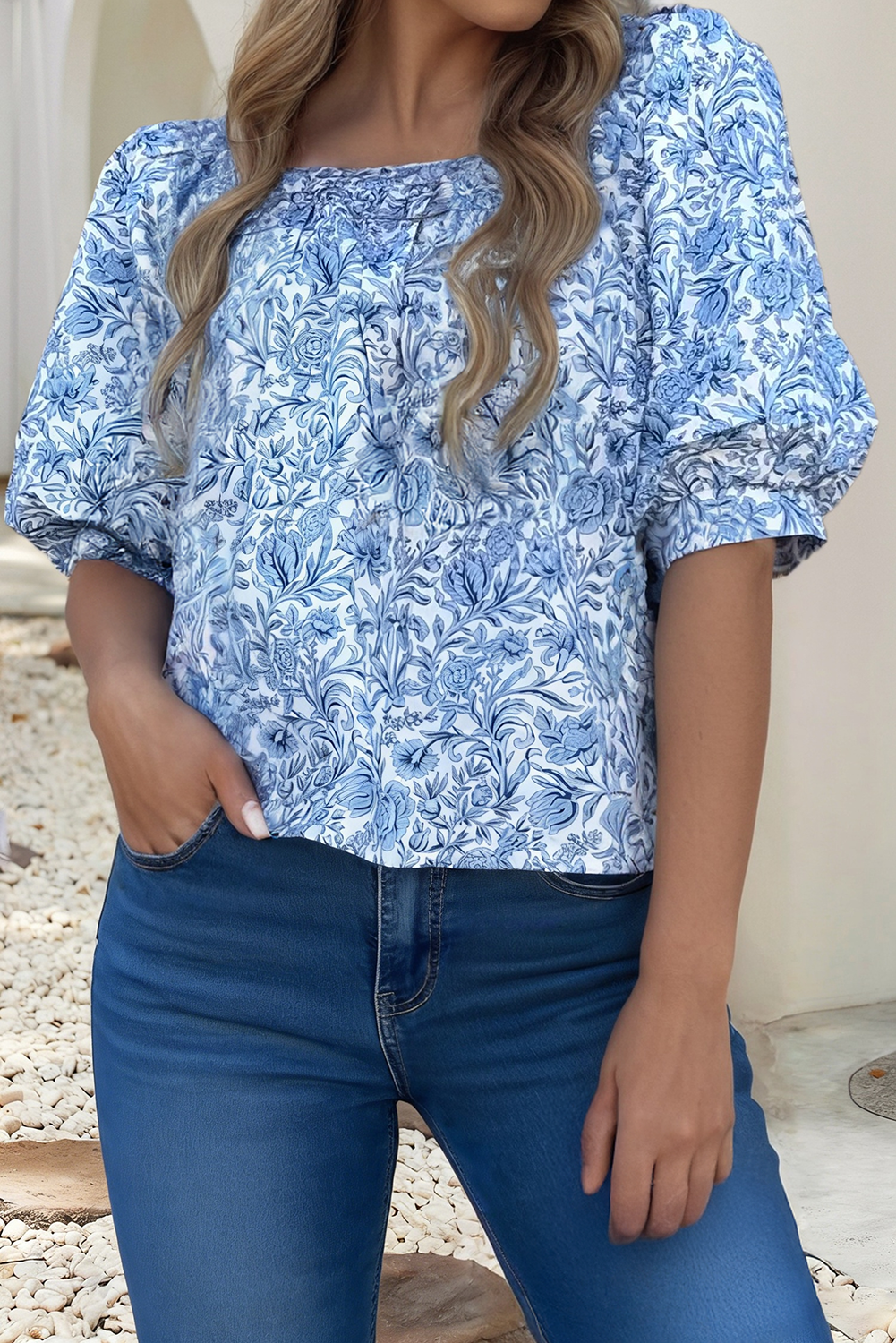 Square Neck Puff Sleeve Top